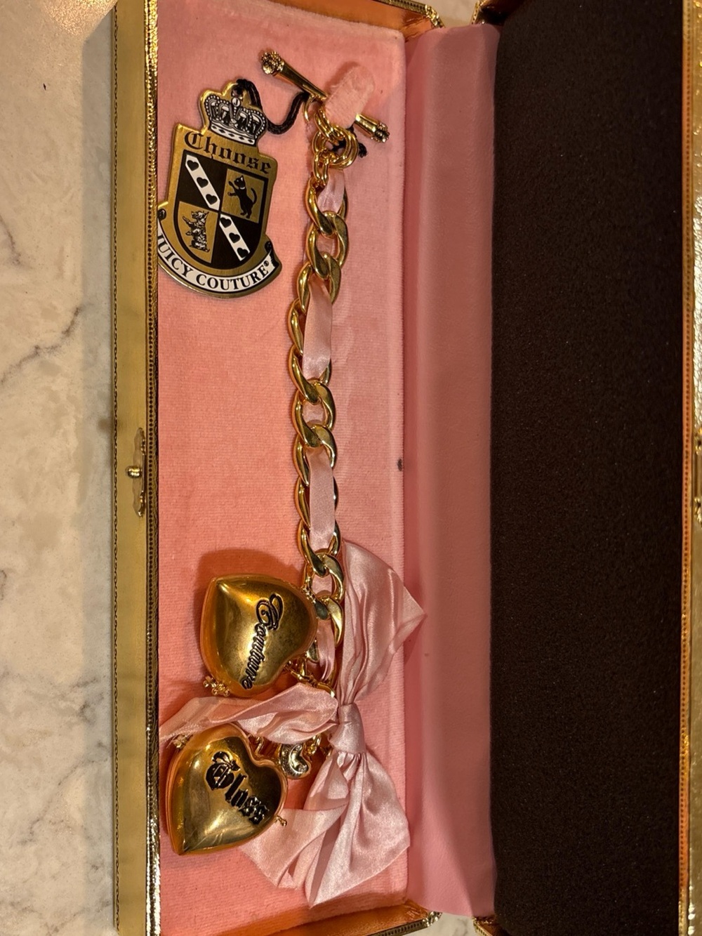 Juicy Couture Gold Heart Charm locket lip gloss bracket